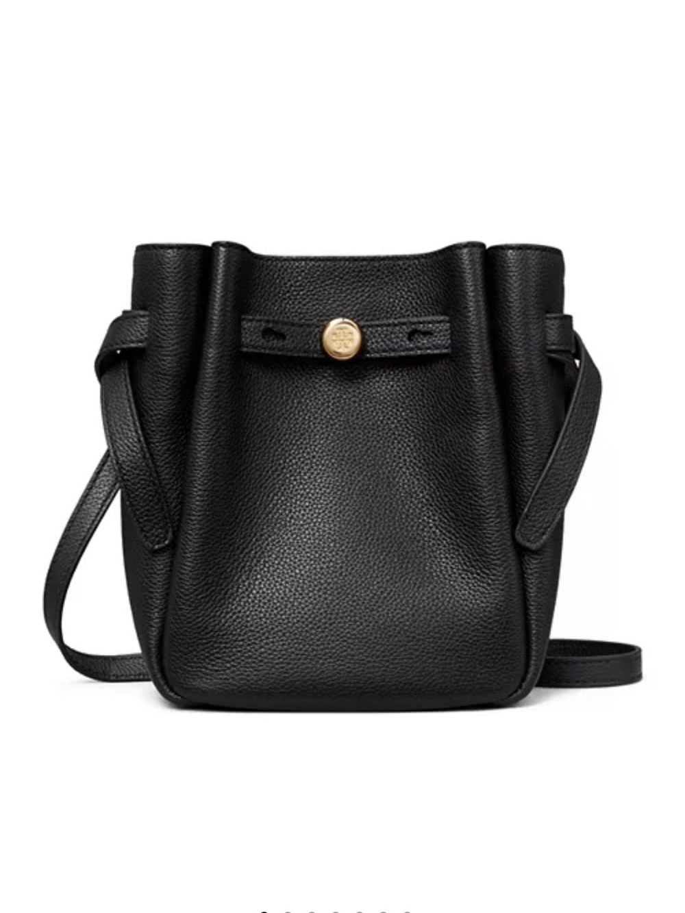 Tory Burch wild mushroom Pebbled Crossbody Bucket Bag with silver Accent